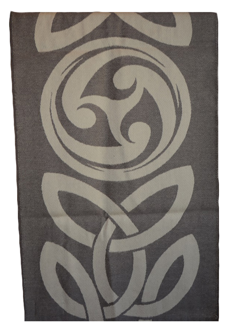 James Pure Wool Celtic Swirl Reversible Scarf Taupe Natural
